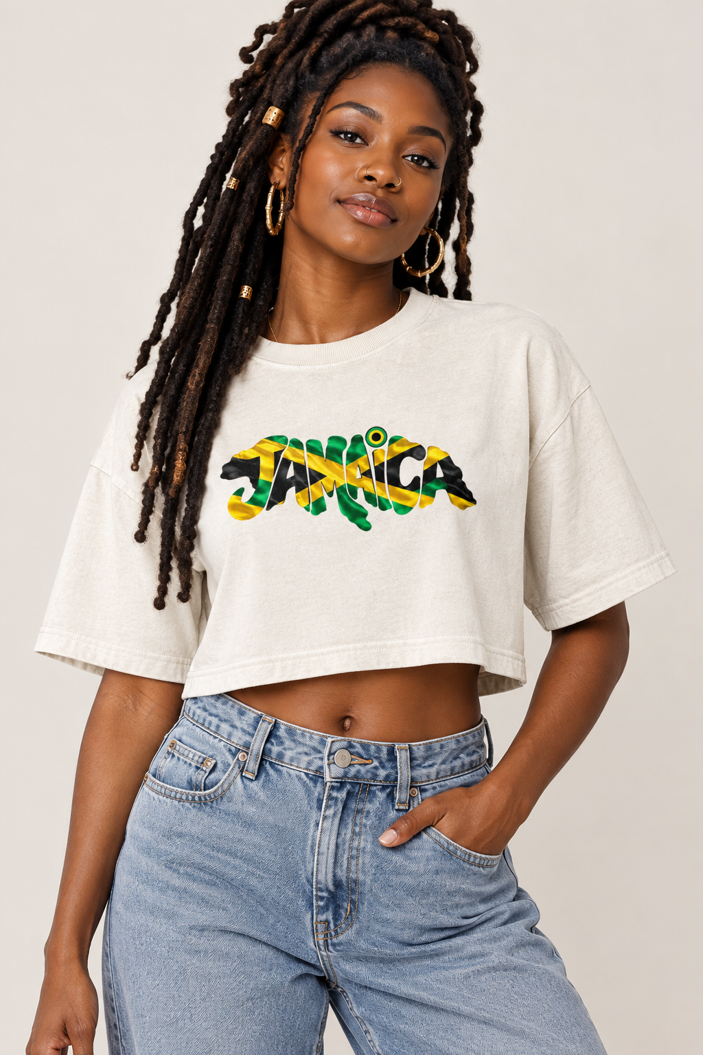 Jamaica Target Women’s Cropped Tee – Jamaican Flag Graphic Boxy Crop Top
