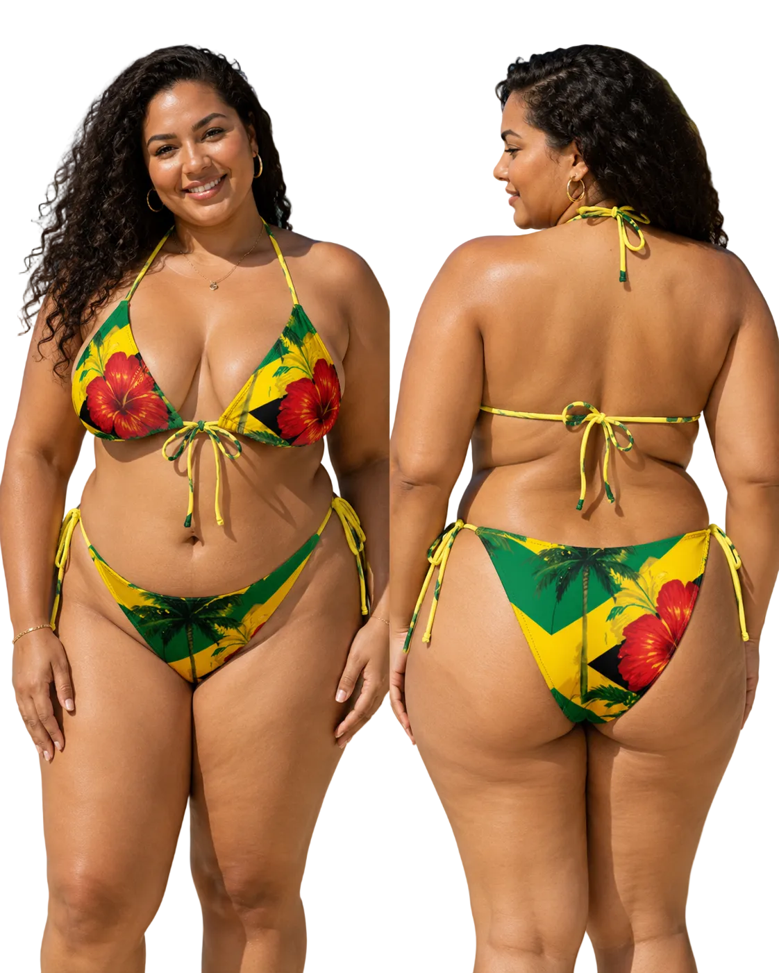 Jamaica Yellow Hibiscus String Bikini – Vibrant Tropical Two-Piece