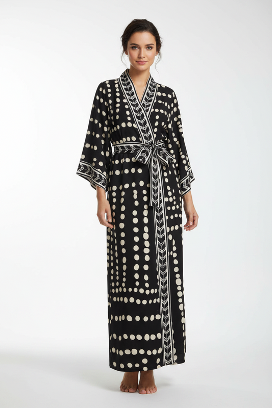 Beach Cardigan Long Sleeve Sun Protection Lace-up Printing Long Beach Wear Dress Leisure Fashion Loose Sexy Bikini Cover Up