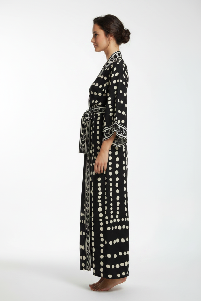 Beach Cardigan Long Sleeve Sun Protection Lace-up Printing Long Beach Wear Dress Leisure Fashion Loose Sexy Bikini Cover Up