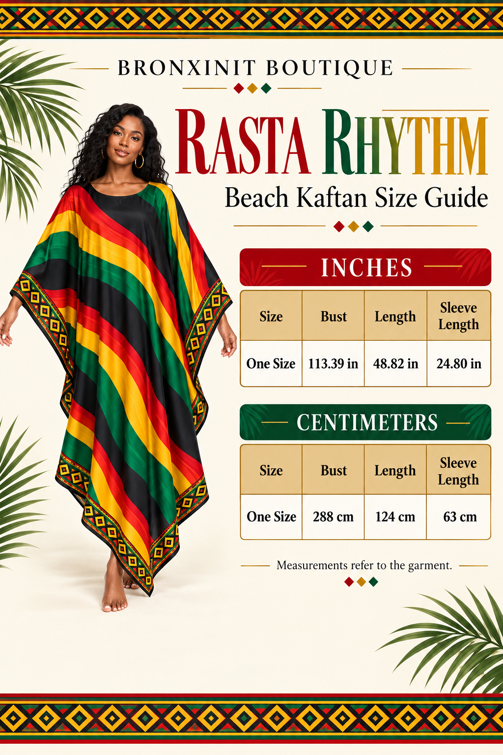 Rasta Rhythm Beach Kaftan – Red, Gold & Green Swim Cover-Up by Bronxinit Boutique