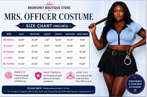 Mrs. Officer Police Costume Set - Sexy Cop Outfit for Women, Blue Crop Top Mini Skirt with Belt & Handcuffs