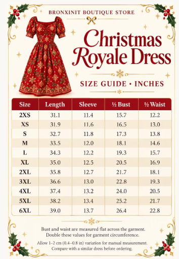Green Christmas Dress, Gold Snowflake Ornament Print, Puff Sleeves, Sweetheart Neckline (Holiday Party)