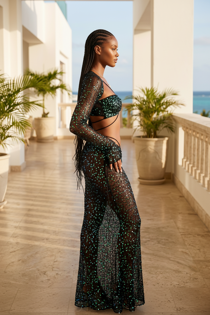 Women Midnight & Daylight Knit Skirt Set