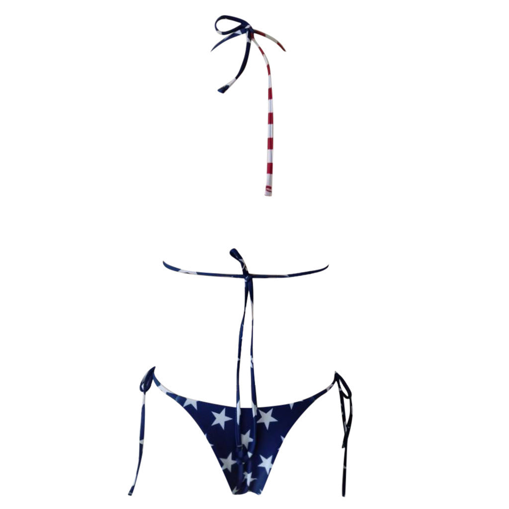 Women’s American Flag Triangle Bikini Set – Stars & Stripes Patriotic Swimwear
