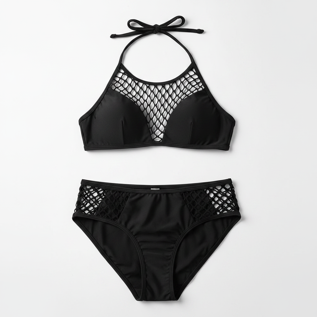 Black Sexy Mesh Two-piece Swimsuit Bikini