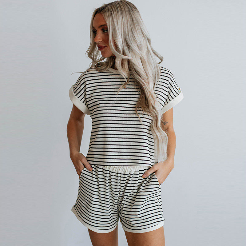 Striped Leisure Sports Suit Women