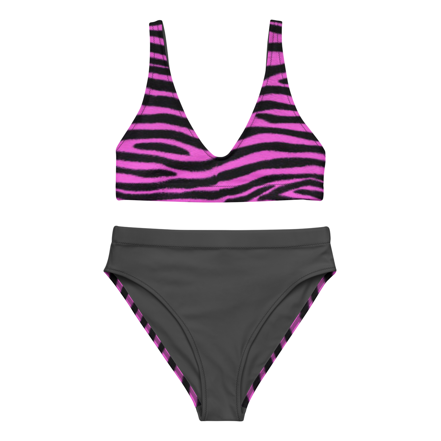 Bronxinit Violet Vixen Plus-Size Bikini Set | Purple Zebra Print High-Waisted Swimsuit for Women