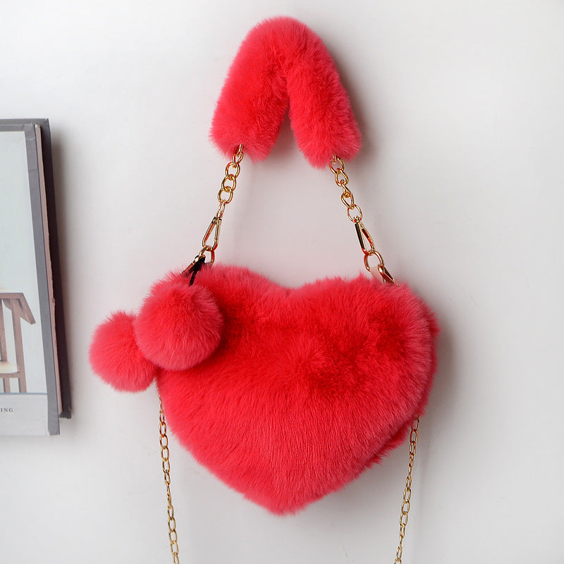 Heart-Shaped  Soft Plush Handbag