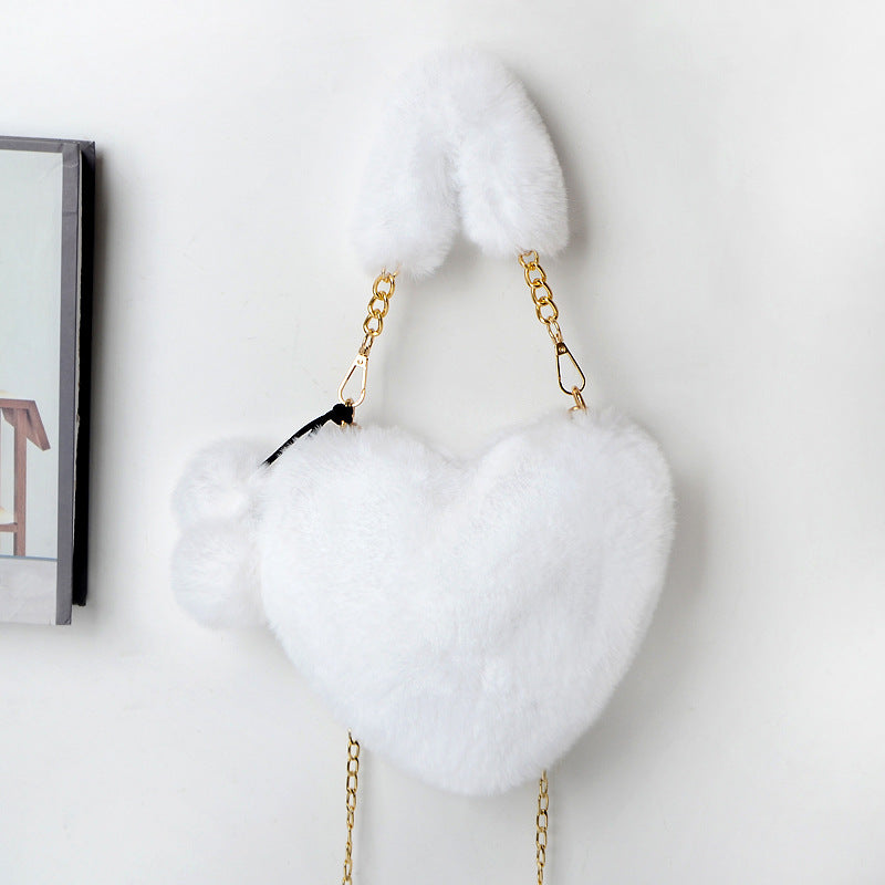 Heart-Shaped  Soft Plush Handbag