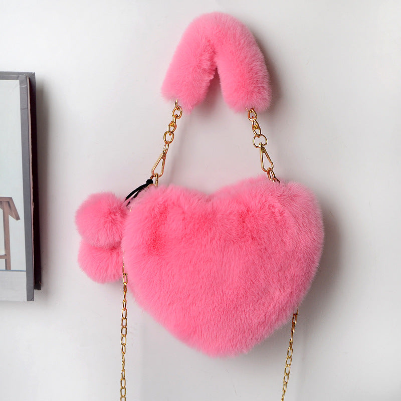 Heart-Shaped  Soft Plush Handbag