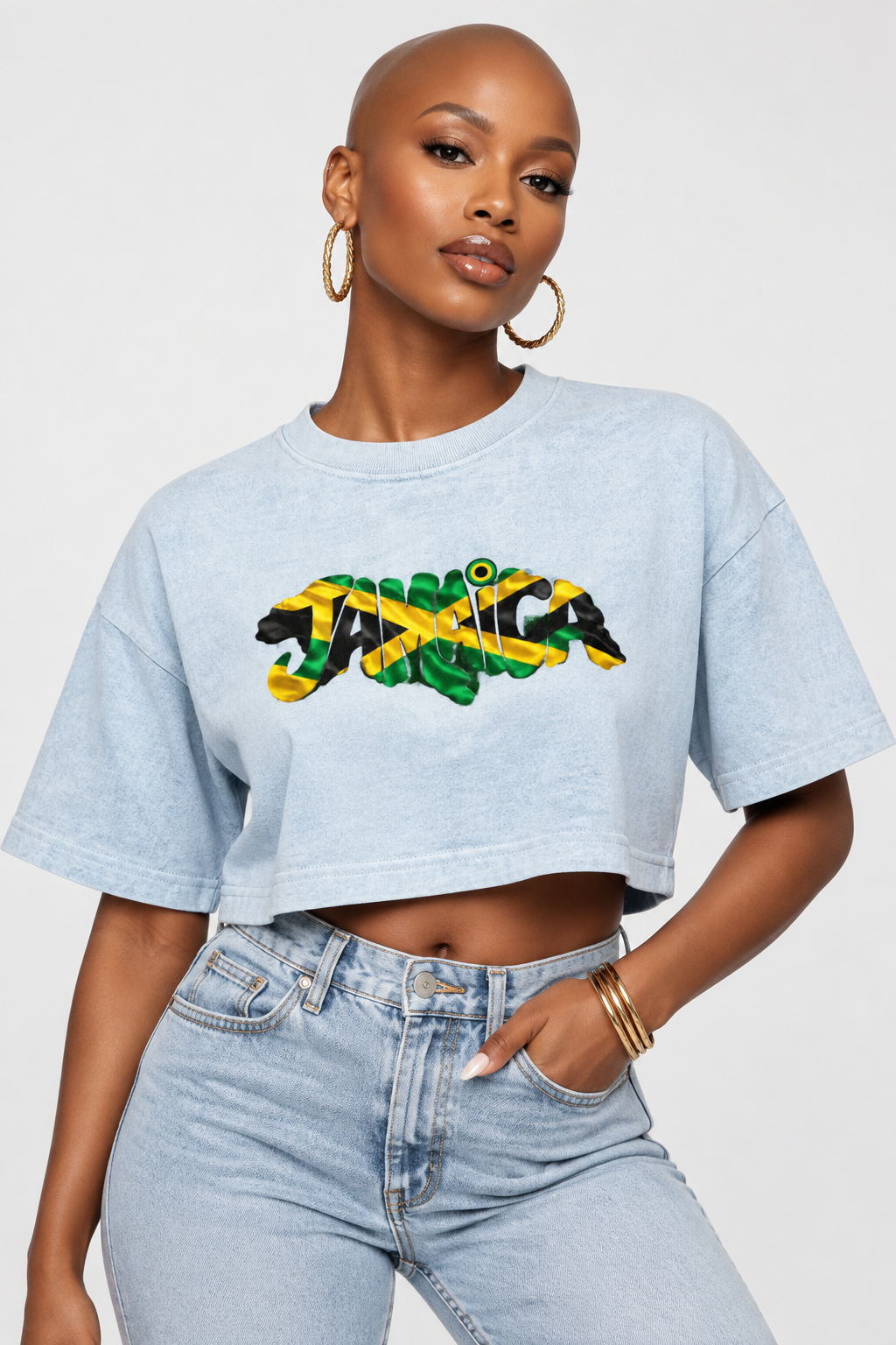 Jamaica Target Women’s Cropped Tee – Jamaican Flag Graphic Boxy Crop Top