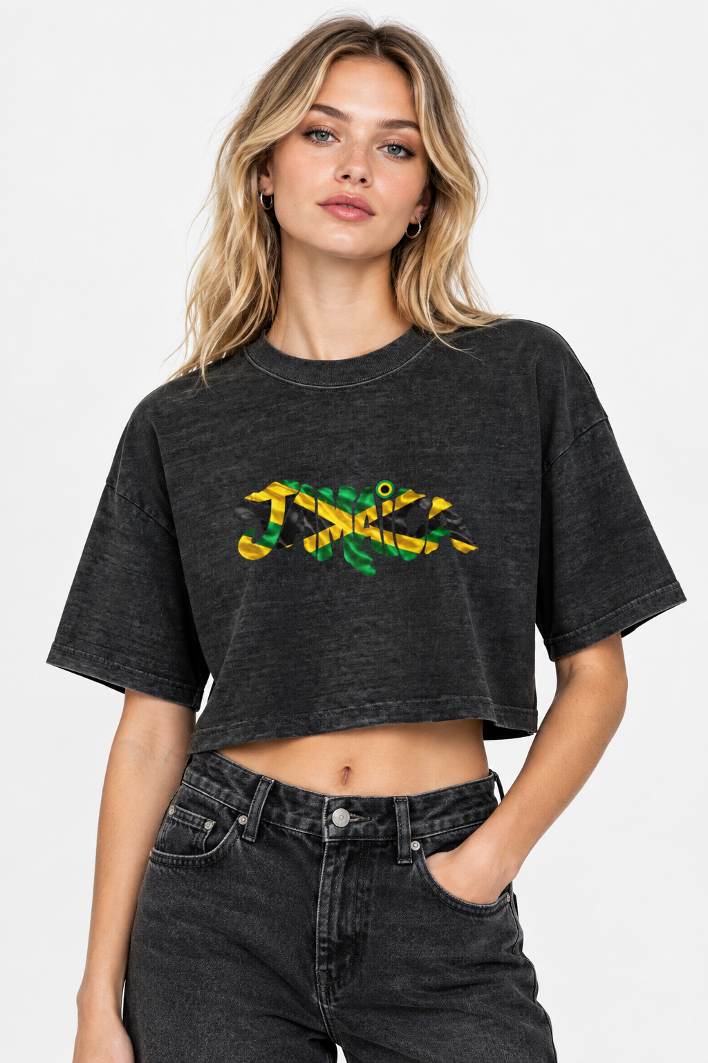 Jamaica Target Women’s Cropped Tee – Jamaican Flag Graphic Boxy Crop Top